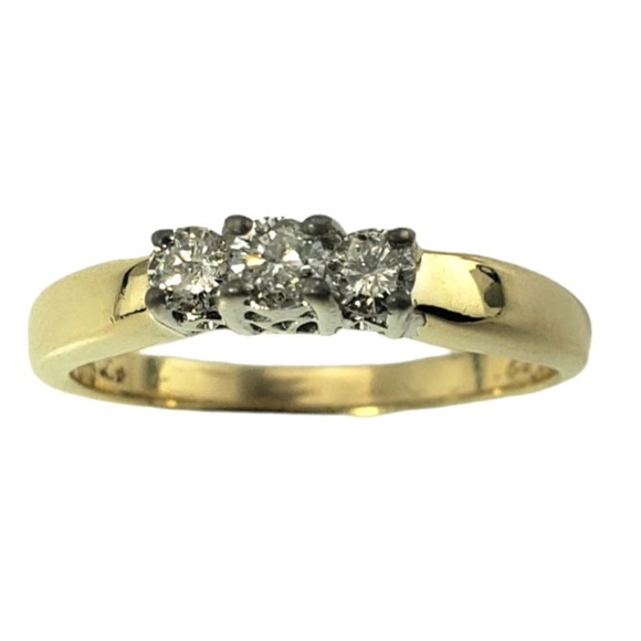Vintage 14 Karat Yellow and White Gold and Diamond Ring Size 6 #13350 - Picture 1 of 8